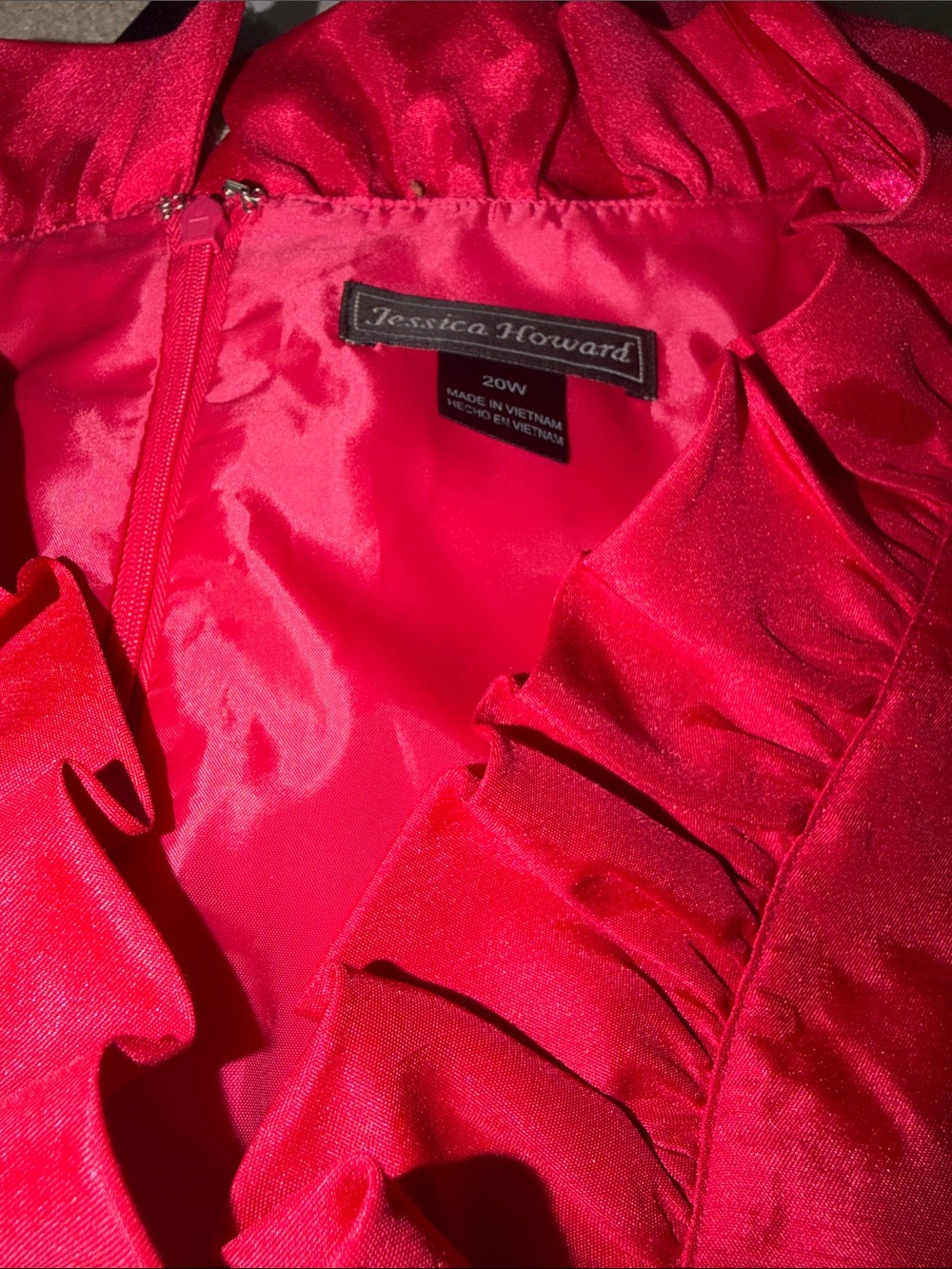 Jessica Howard Sleeveless Ruffle-Trim Sheath Dress in Hot Pink. Worn Once. - Picture 2 of 2
